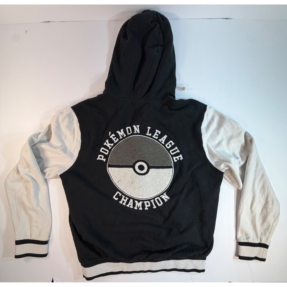 Pokemon League Champion Varsity Hoodie Jacket Black White Trainer Mens Medium
